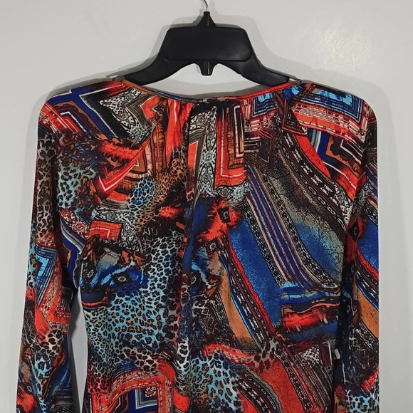 {NY Collection} Women's Abstract Print Long Sleeve Button Down Blouse - Size S - Picture 5 of 11